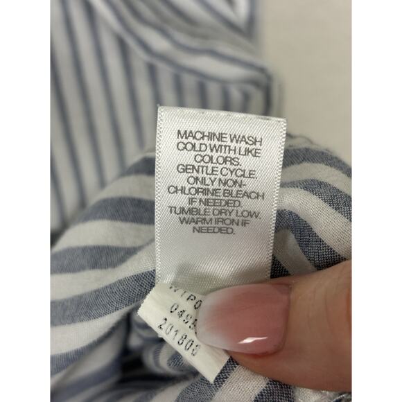 J Jill 100% Cotton Womens Top Sz Large Blue White Beachy Coastal Beach Resort - Picture 9 of 9